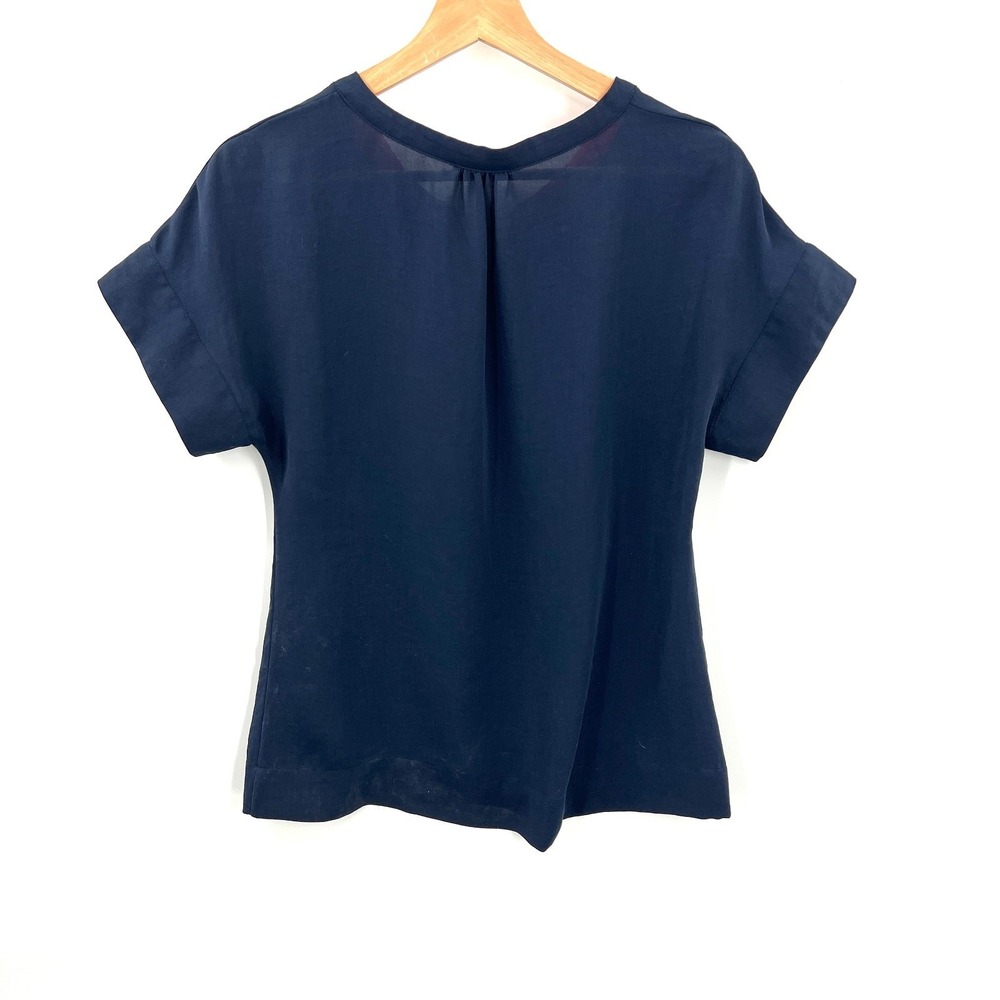 Banana Republic lightweight blouse clip front career office top navy boxy XS - Picture 11 of 11